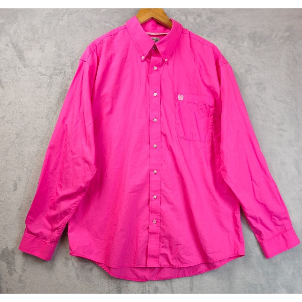 Cinch Men's Large Long Sleeve Western Button Up Shirt Deep Pink Rancher